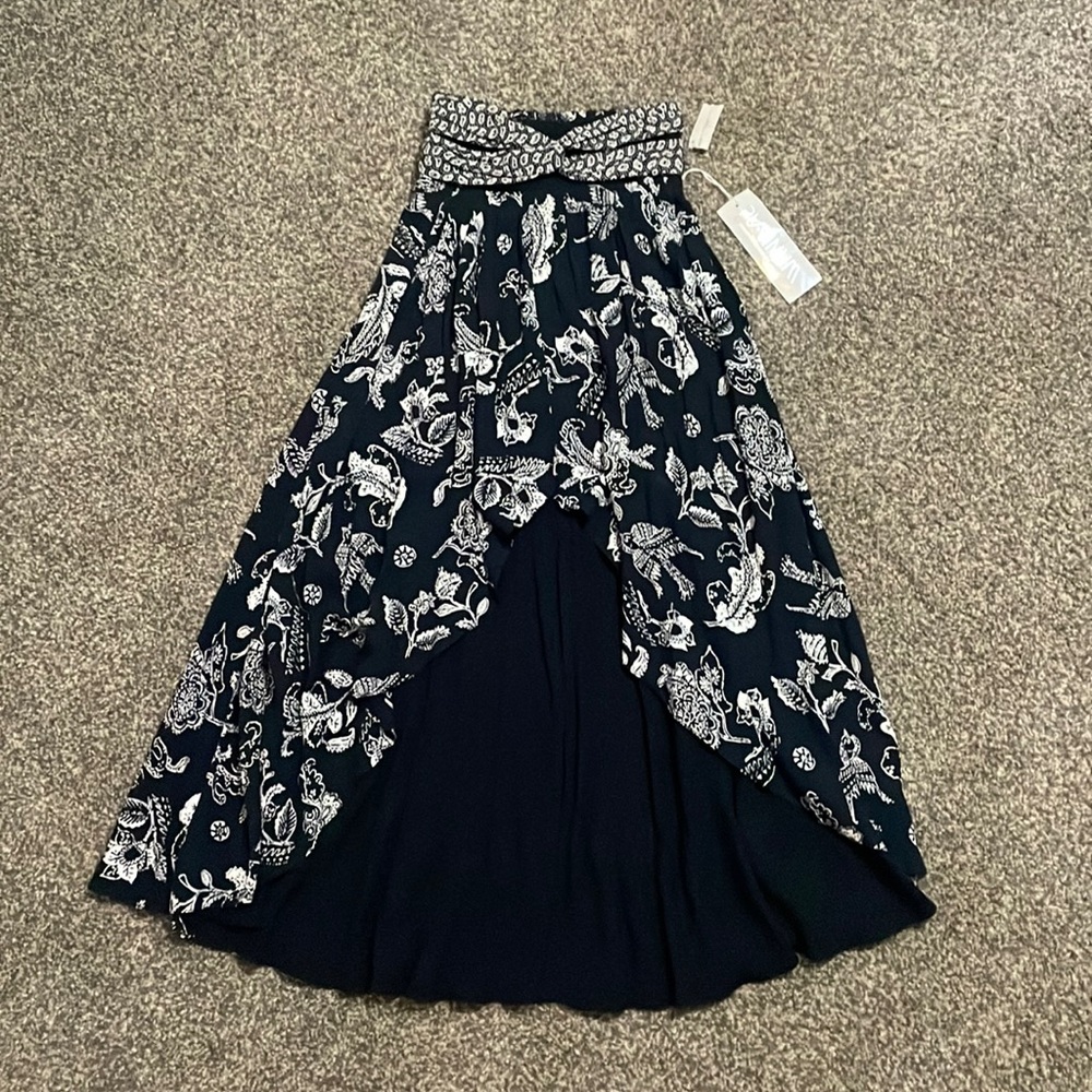Vintage Navy & White Maxi Skirt